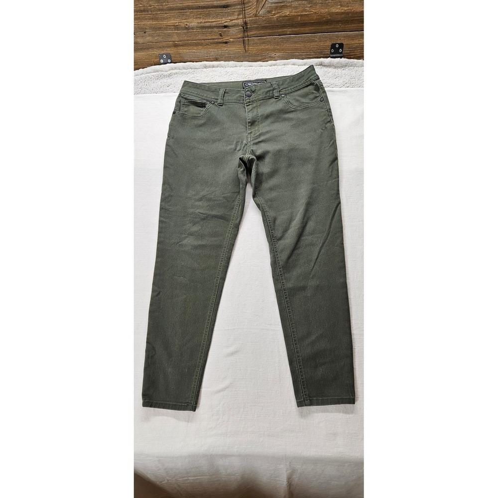 Cato Premium Contemporary‎ Olive Green Slim Leg Pants Womens Size 14 Mid Rise